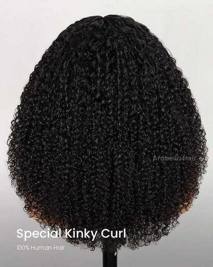 【Limited Design】Upgrade New Special Kinky Curl Curly Double Drawn Pre-Plucked Natural Black Human Hair Wigs