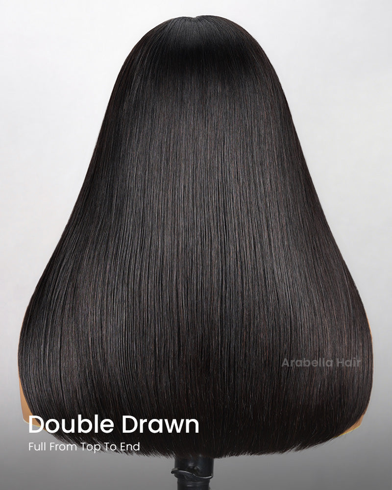 【Limited Design】SDD Super Double Drawn Bone Straight 13x4/6x5 Lace Frontal Salon-Quality Bleached Knots Pre-Plucked Natural Black Human Hair Wigs