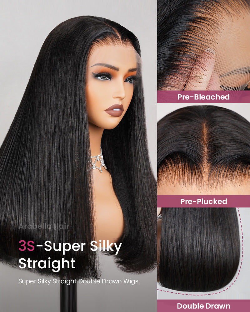 【Limited Design】SDD Super Double Drawn Bone Straight Natural Black 13x4/6x5 Lace Frontal Human Hair Wigs