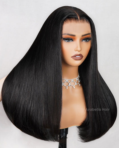 【Limited Design】SDD Super Double Drawn Bone Straight 13x4/6x5 Lace Frontal Salon-Quality Bleached Knots Pre-Plucked Natural Black Human Hair Wigs