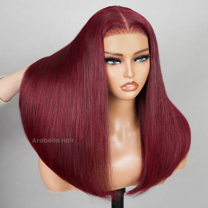 【Limited Design】Burgundy Red 99J Color Straight Glueless 6x5 Pre-Cut Lace Human Hair Wig