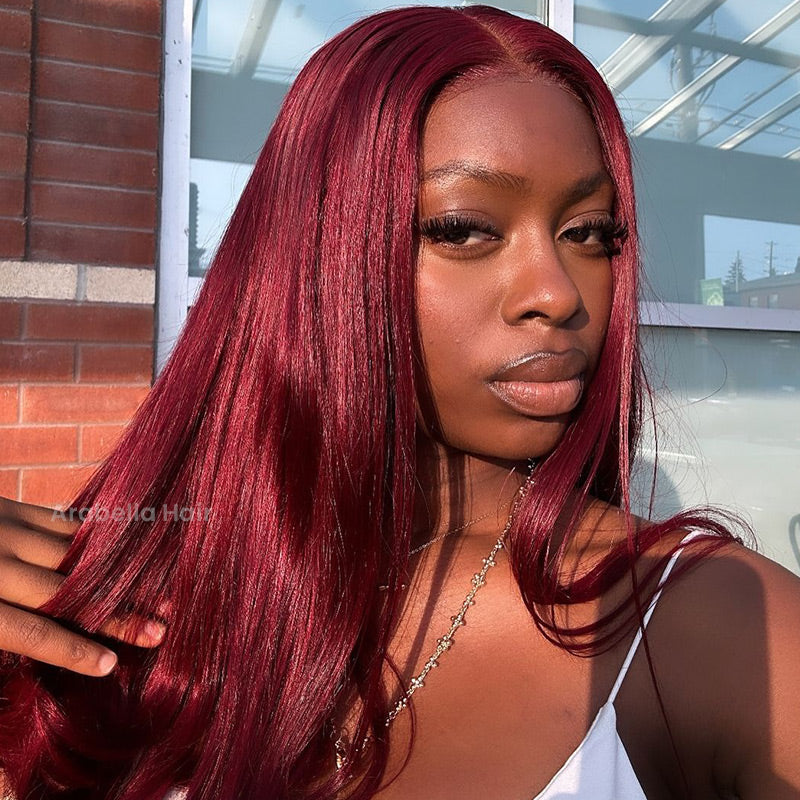 【Limited Design】Burgundy Red 99J Color Straight Glueless 6x5 Pre-Cut Lace Human Hair Wig