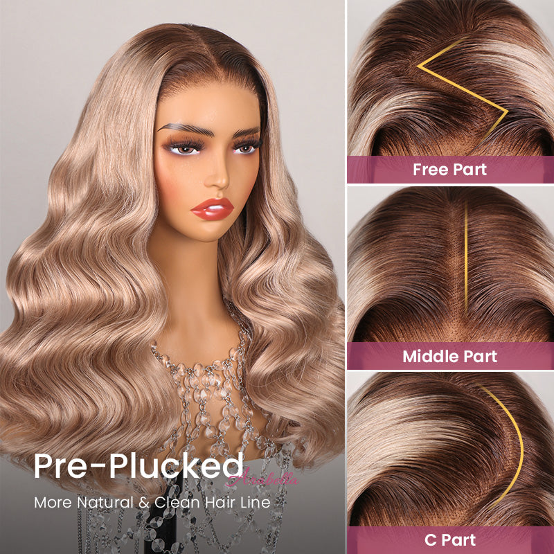 【Limited Design】Ash Blonde Ombre Colored Easy-Wear Glueless 6x5 Pre-Cut Lace Human Hair Wigs