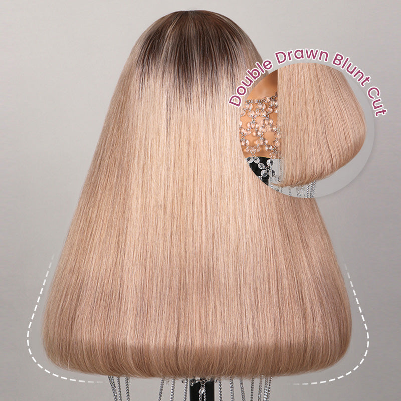 【Limited Design】Ash Blonde Ombre Colored Easy-Wear Glueless 6x5 Pre-Cut Lace Human Hair Wigs