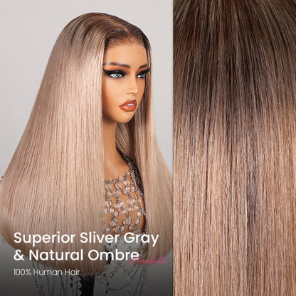 【Limited Design】Ash Blonde Ombre Colored Easy-Wear Glueless 6x5 Pre-Cut Lace Human Hair Wigs