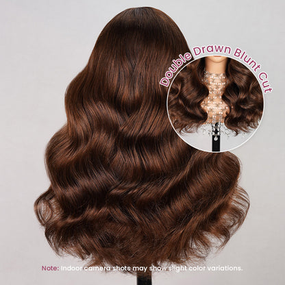 【Limited Design】Glueless 6x5 Pre-Cut Lace Blowout In Wavy Wig Easy-Wear Natural Black Pre-Bleached Knots Human Hair Wigs