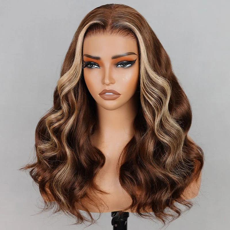 【Limited Design】Money Piece Highlight Colored Body Wave Glueless 6x5 Pre-Cut Lace Double Drawn Human Hair Wigs