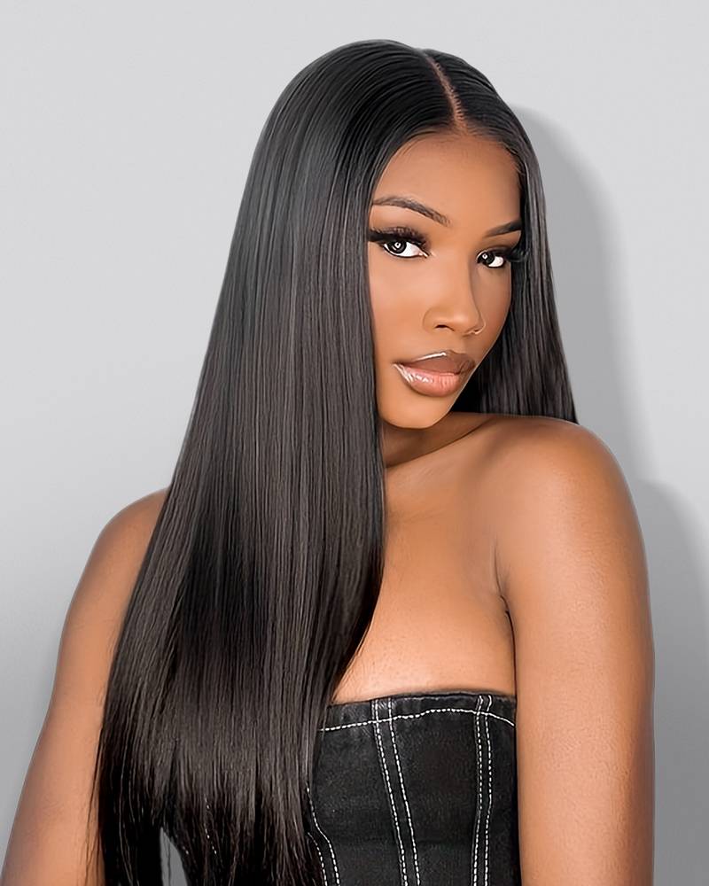 ZIP&amp;Mix-All Wigs | Straight Natural Black Glueless 6x5 Pre-Cut Lace Wig With Optional Replaceable Tops