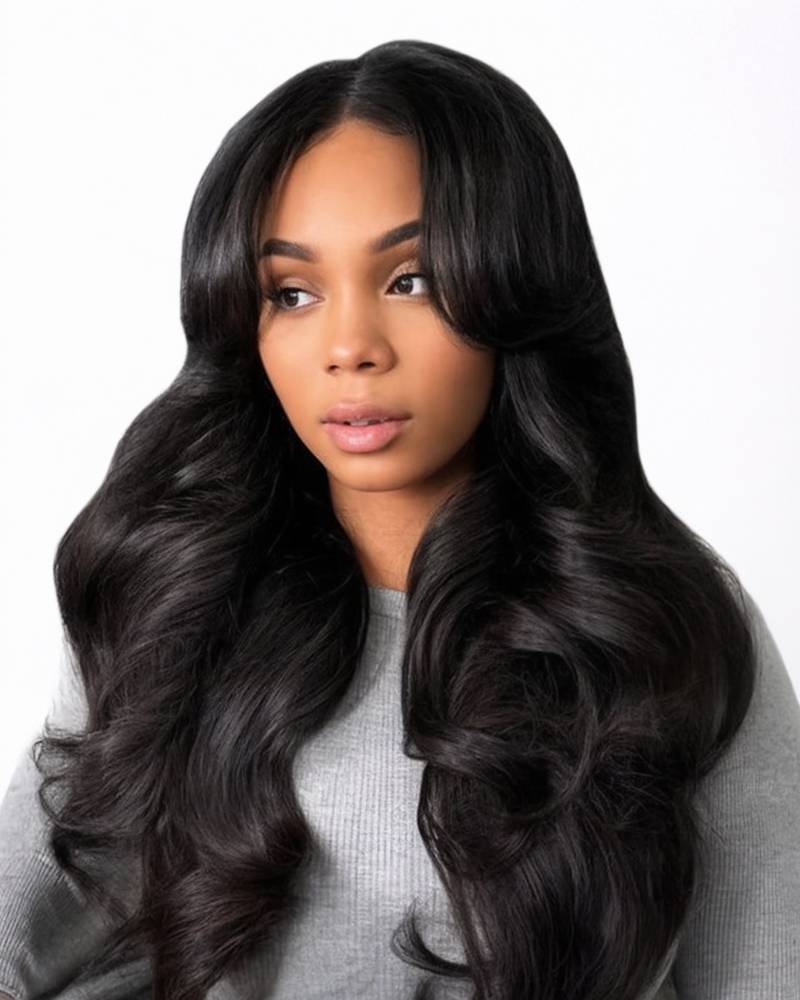 Long Length Body Wave/Straight Natural Black 13x4 Lace Front Human Hair Wigs