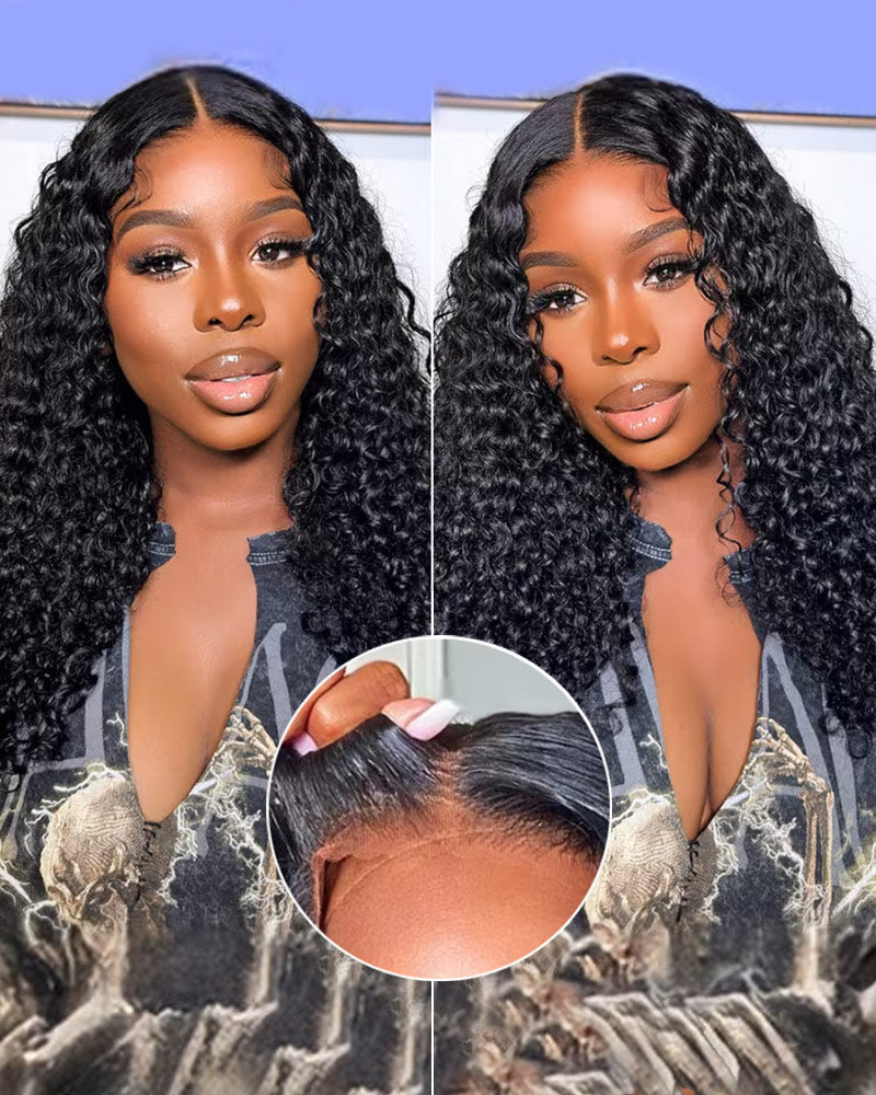 Jerry Curly Natural Black Easy-Wear Glueless 6x5 Pre-Cut Lace Closure Human Hair Wig