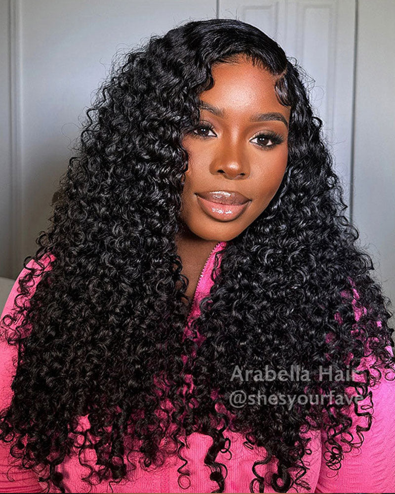 Glueless 6x5 Pre-Cut Lace Closure Jerry Curly Easy-Wear Upgrade HD Lace Natural Black Human Hair Wig Beginner-Friendly