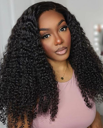 Jerry Curly Natural Black Easy-Wear Glueless 6x5 Pre-Cut Lace Closure Human Hair Wig