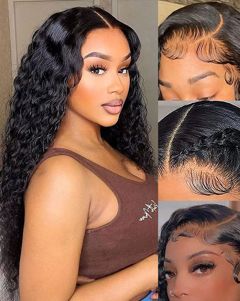 Jerry Curly Natural Black Easy-Wear Glueless 6x5 Pre-Cut Lace Closure Human Hair Wig