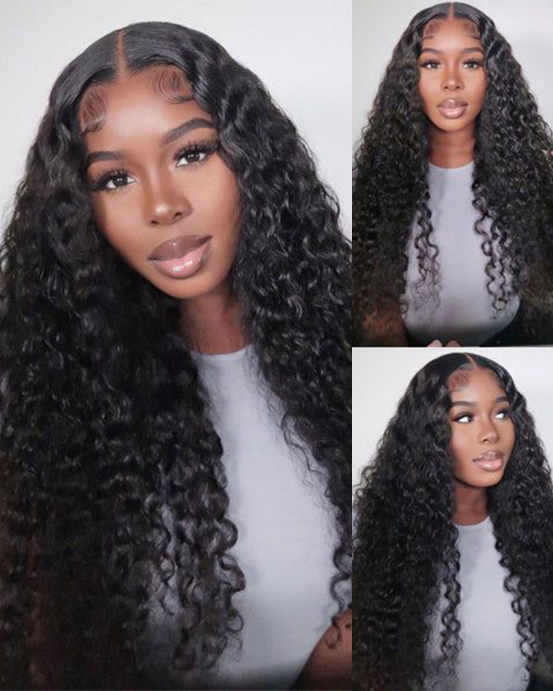 Jerry Curly Natural Black Easy-Wear Glueless 6x5 Pre-Cut Lace Closure Human Hair Wig