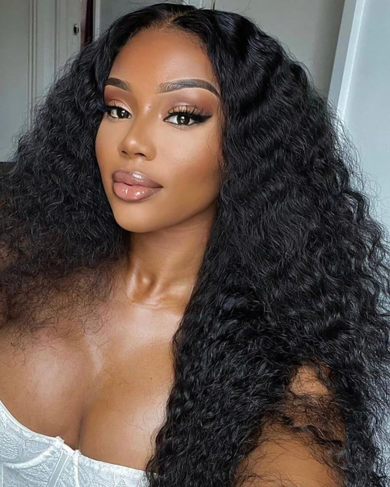 【Flash Sale】5x5 Lace Closure Glueless Jerry Curly Natural Black Human Hair Wig