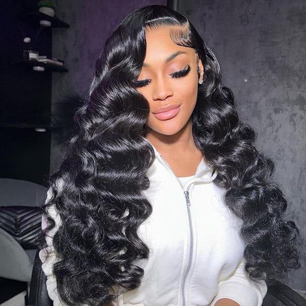 13x6 Lace Frontal Loose Wave Natural Black Human Hair Wig - Arabella Hair