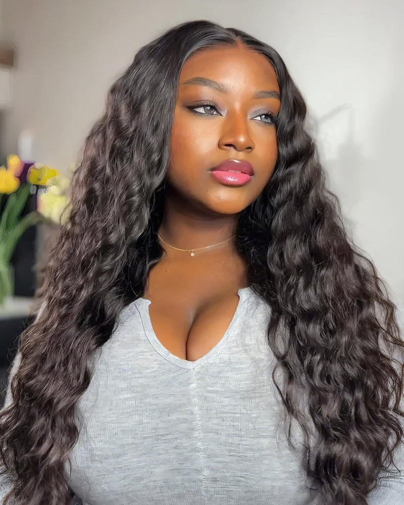 Bohemian Natural Curl Natural Black Wigs Glueless 6x5 Lace Wear Go Human Hair Wig Middle Part