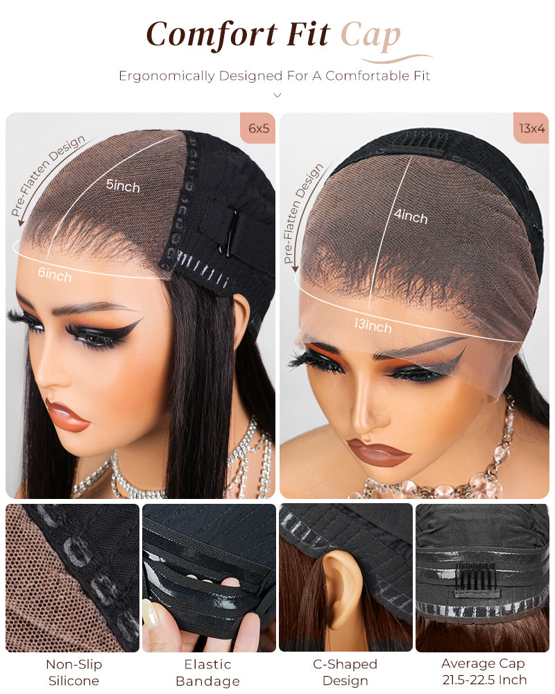 Loose Wave Natural Black 13x4/6x5 Lace Front Human Hair Wig with Breathable Cap Free Parting