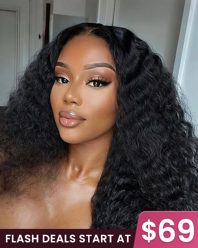 5x5 Lace Closure Glueless Jerry Curly Natural Black Human Hair Wig