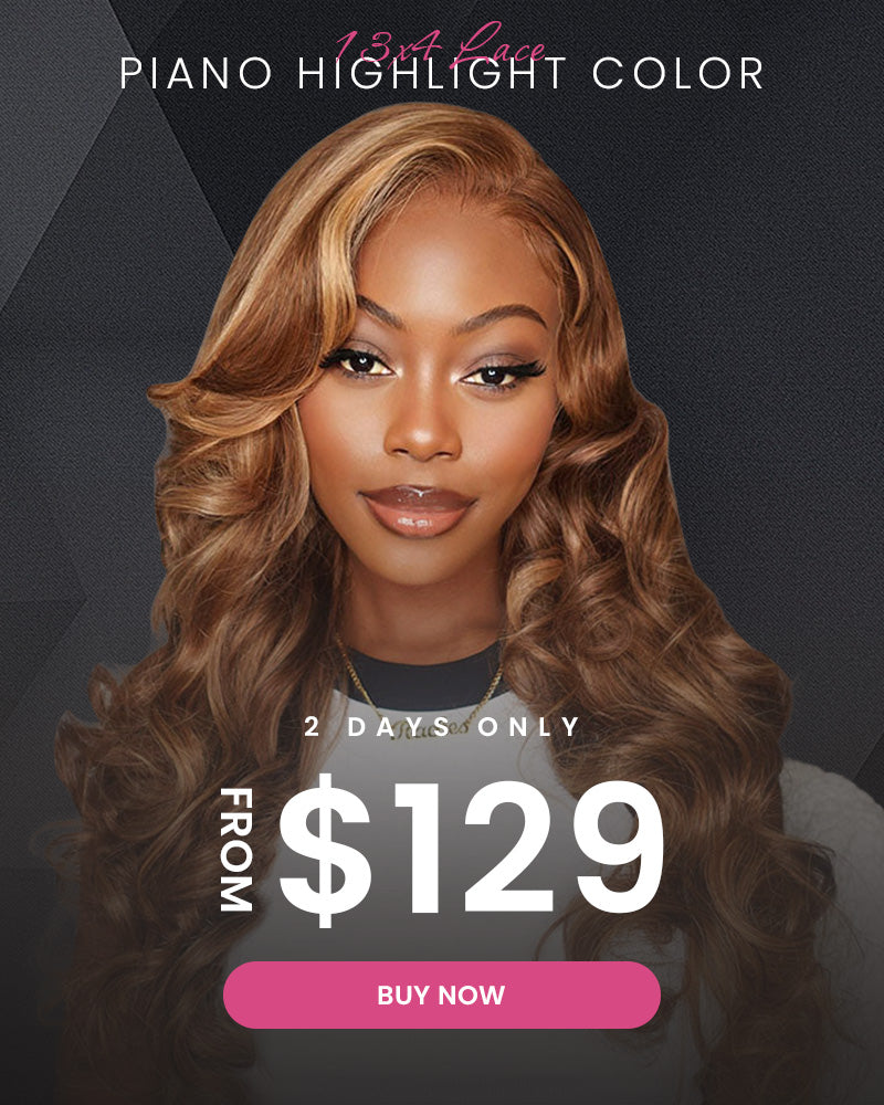 【Flash Sale】13x4 Lace Front Body Wave Piano Highlight Colored Human Hair Wig Free Part