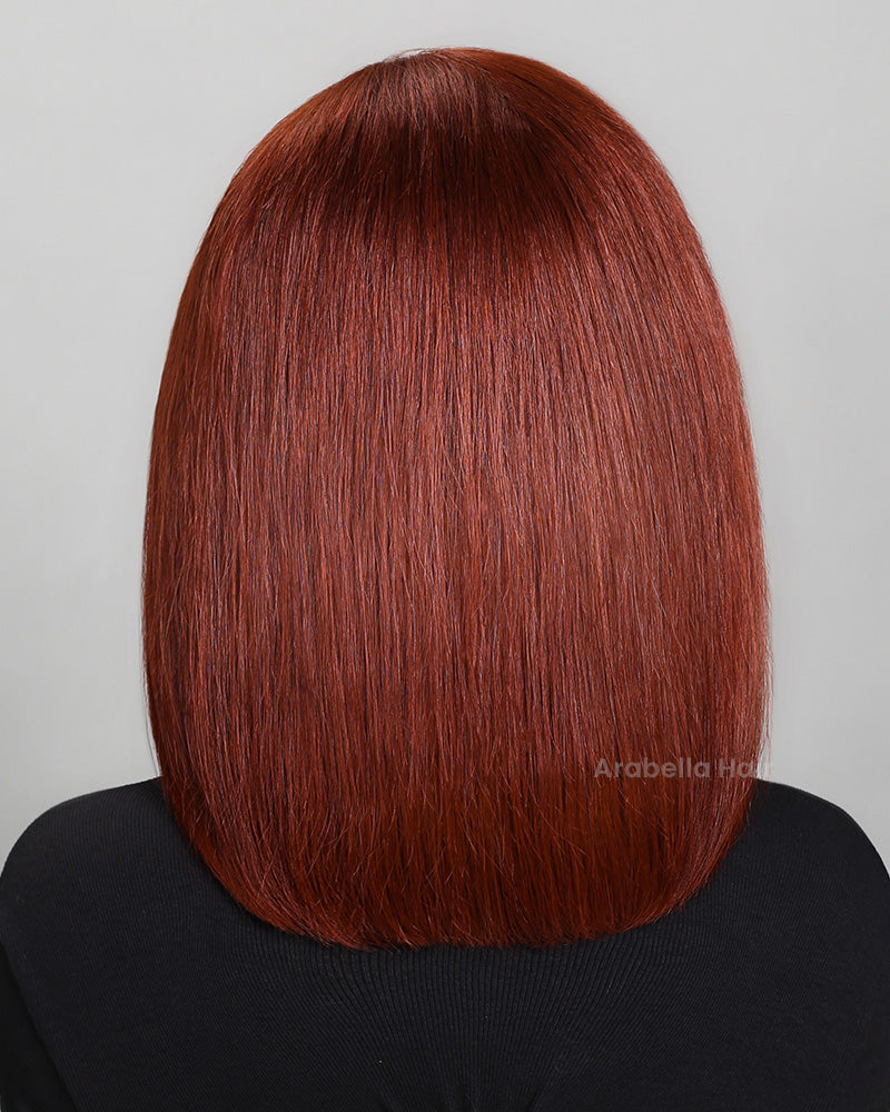 Reddish Brown Auburn Color Straight Short Bob 13x4 Lace Front Human Hair Wigs