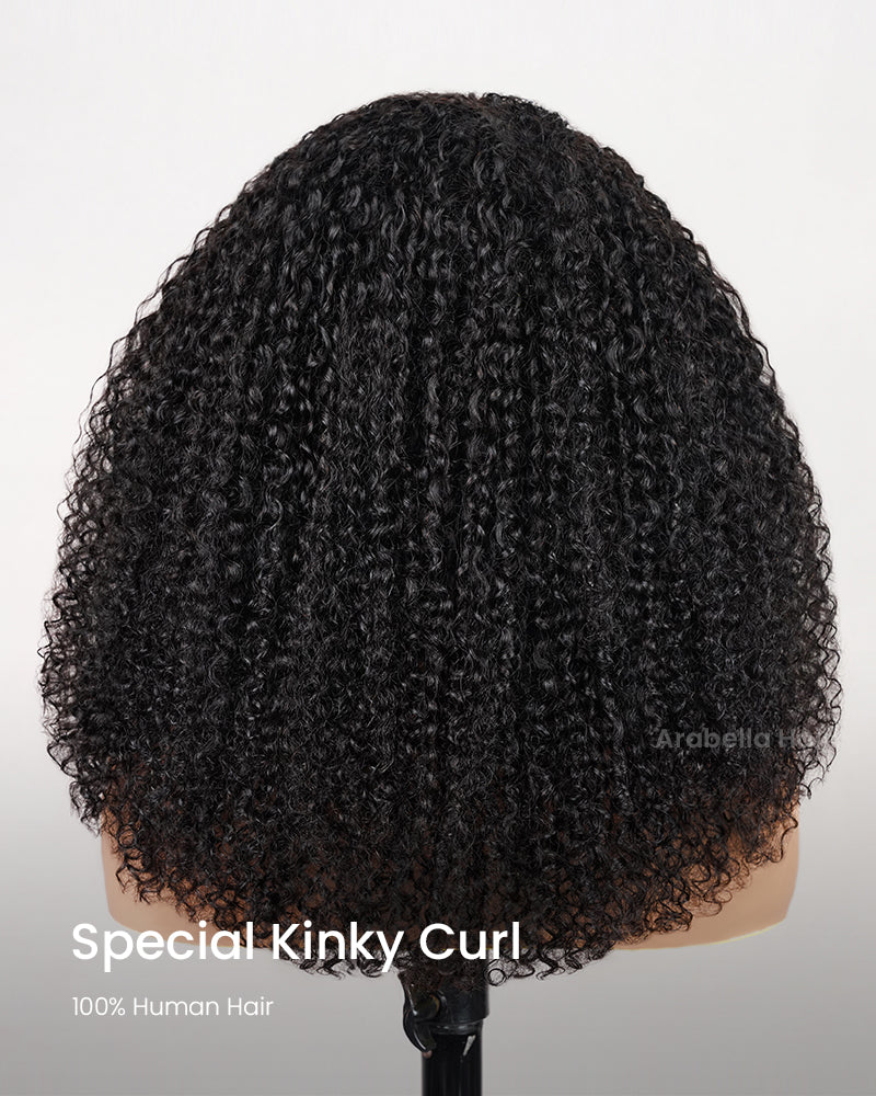 3 In 1 Half Wig|Special Jerry Curl Natural Black With Drawstring Cap No Glue Needed Human Hair Wigs