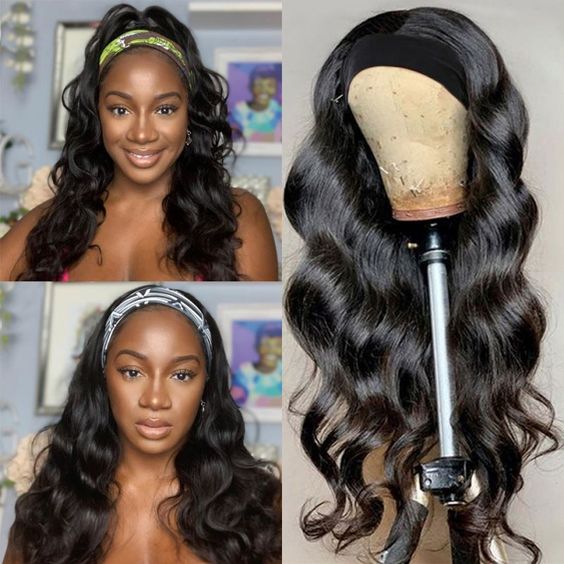 Glueless Body Wave Natural Black Virgin Hair Grip Headband Wig Human Hair Wig