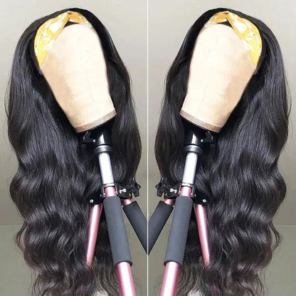 Glueless Body Wave Natural Black Virgin Hair Grip Headband Wig Human Hair Wig