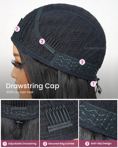 3 In 1 Half Wig Silky Straight Half Wig Or Up-Do Drawstring Cap Beginner-Friendly Human Hair Wigs