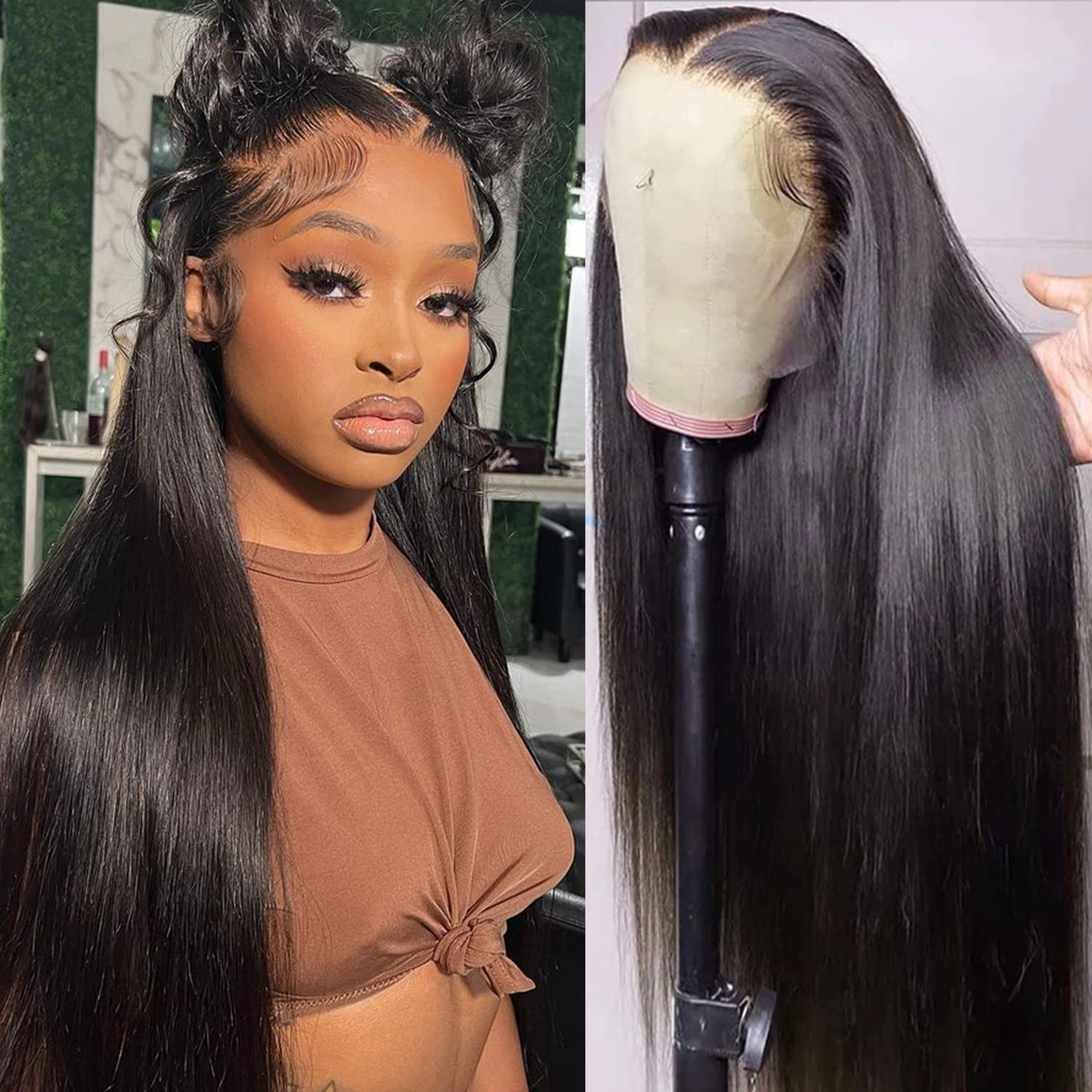 Human hair clearance wigs long straight