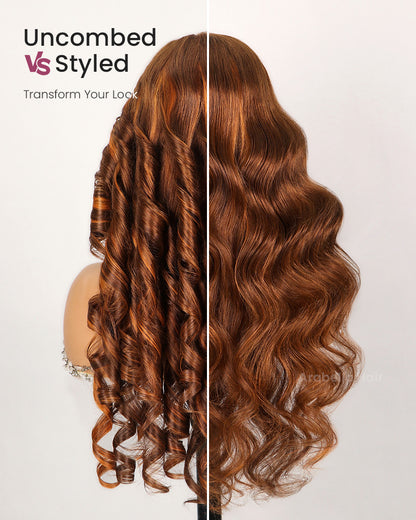 Balayage Caramel Brown Honey Blonde Multi-Color 6x5 Pre-Cut Lace Glueless Loose Body Wave Human Hair Wig