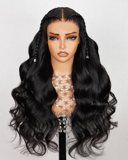 Pre-Braid Body Wave Natural Black 13x4 Lace Front Human Hair Wig