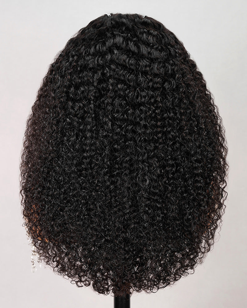 Halo Braided Jerry Curly 13x4 Glueless Lace Front Easy-Wear Pre-Braid Style Natural Black Human Hair Wig