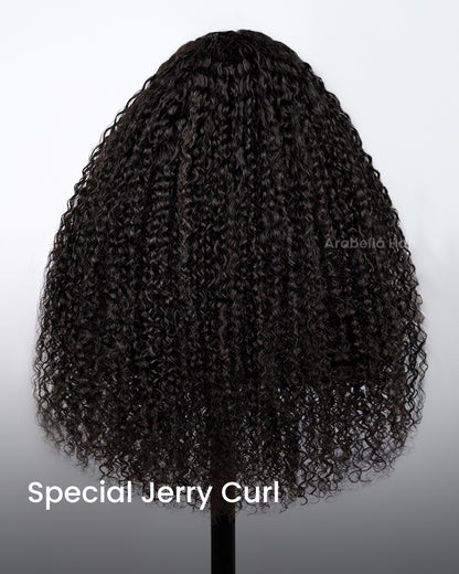 13x4 Lace Special Jerry Curl Natural Black Pre-Plucked Pre-Bleached Curly Human Hair Wigs