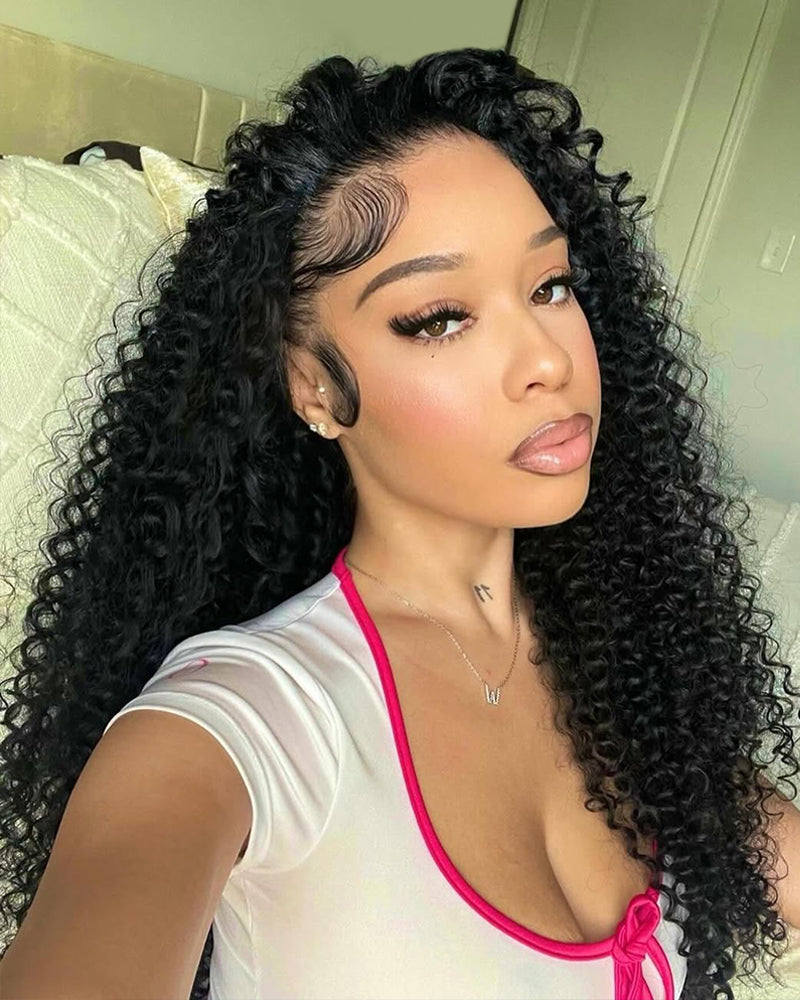 Special Jerry Curly Natural Black 13x4 Lace Front Human Hair Wigs