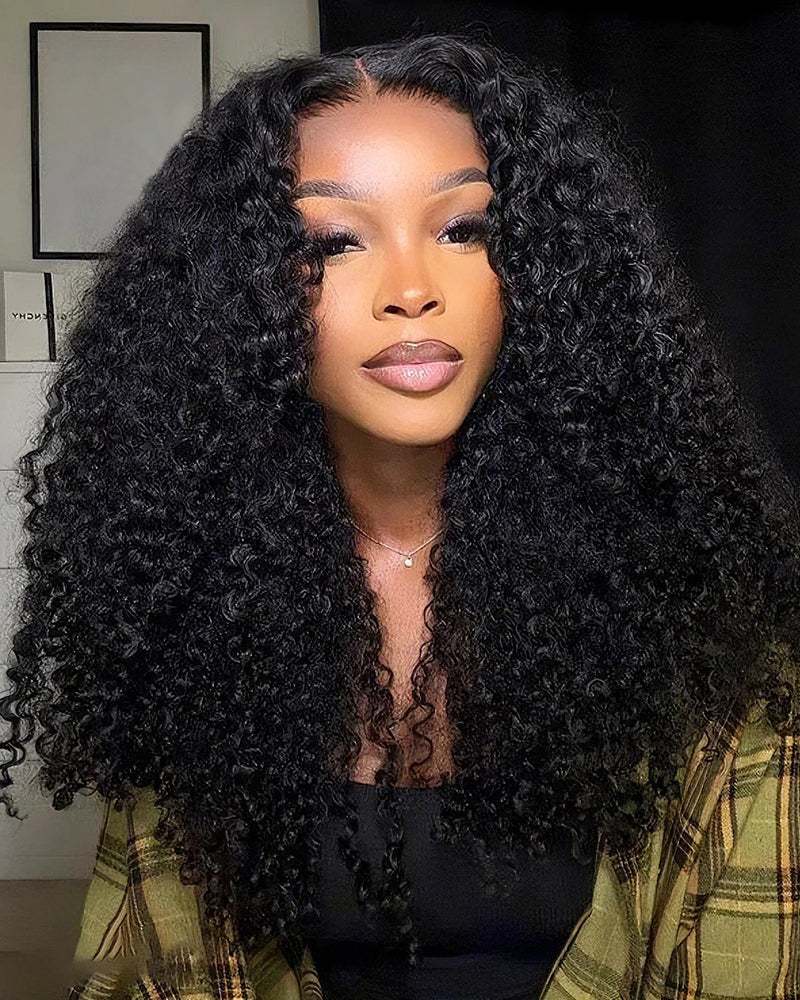 13x4 Lace Special Jerry Curl Natural Black Pre-Plucked Pre-Bleached Curly Human Hair Wigs