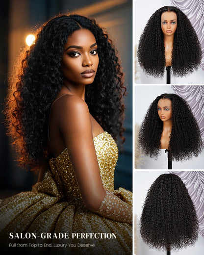 13x4 Lace Special Jerry Curl Natural Black Pre-Plucked Pre-Bleached Curly Human Hair Wigs