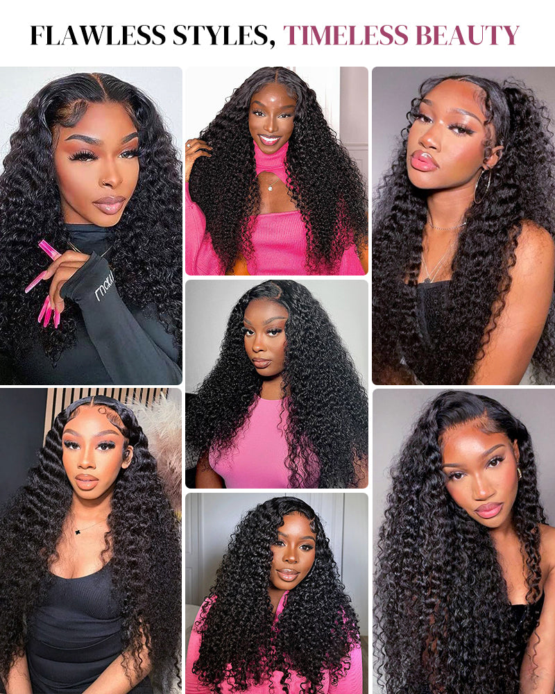 13x4 Lace Special Jerry Curl Natural Black Pre-Plucked Pre-Bleached Curly Human Hair Wigs