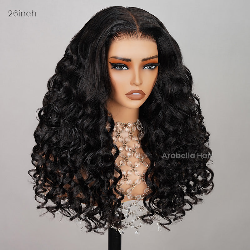 Wand Curls Natural Black 6x5 Pre-Cut Lace Glueless Human Hair Wigs