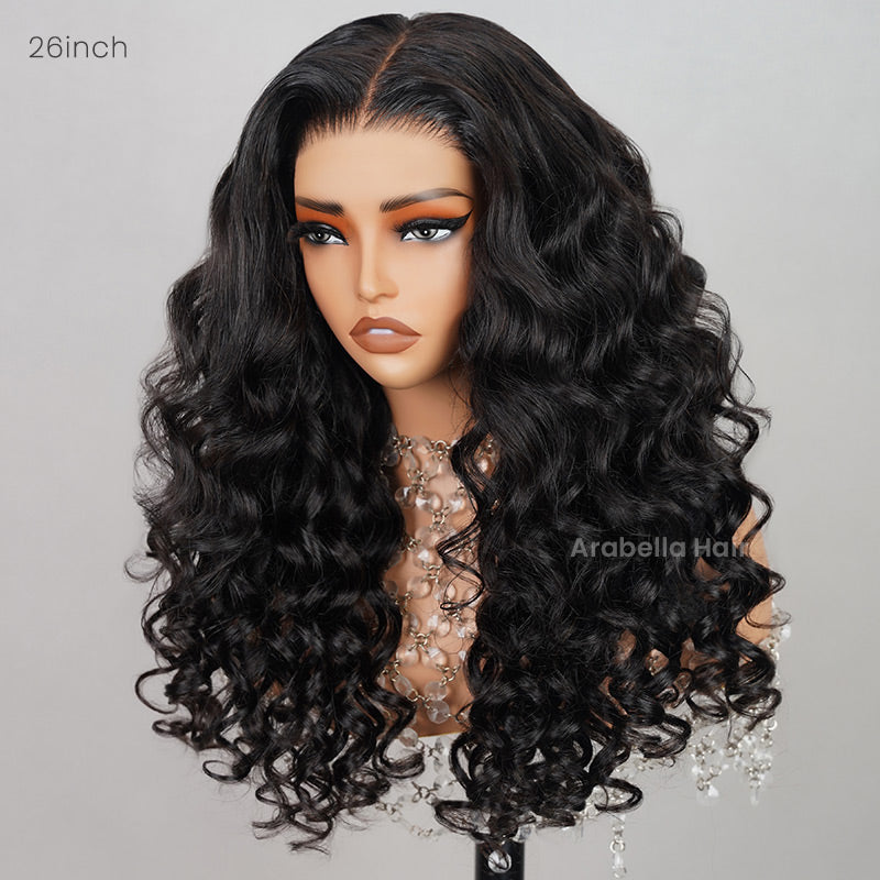 Wand Curls Natural Black 6x5 Pre-Cut Lace Glueless Human Hair Wigs