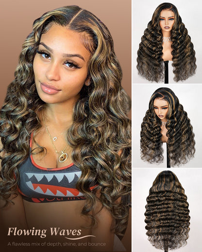 Balayage Color Loose Wave Wig Glueless Pre-Cut 6x5 Lace Human Hair Wig