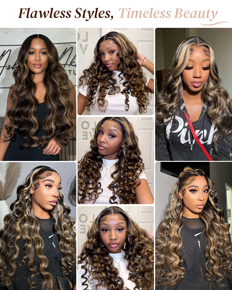 Balayage Color Loose Wave Wig Glueless Pre-Cut 6x5 Lace Human Hair Wig