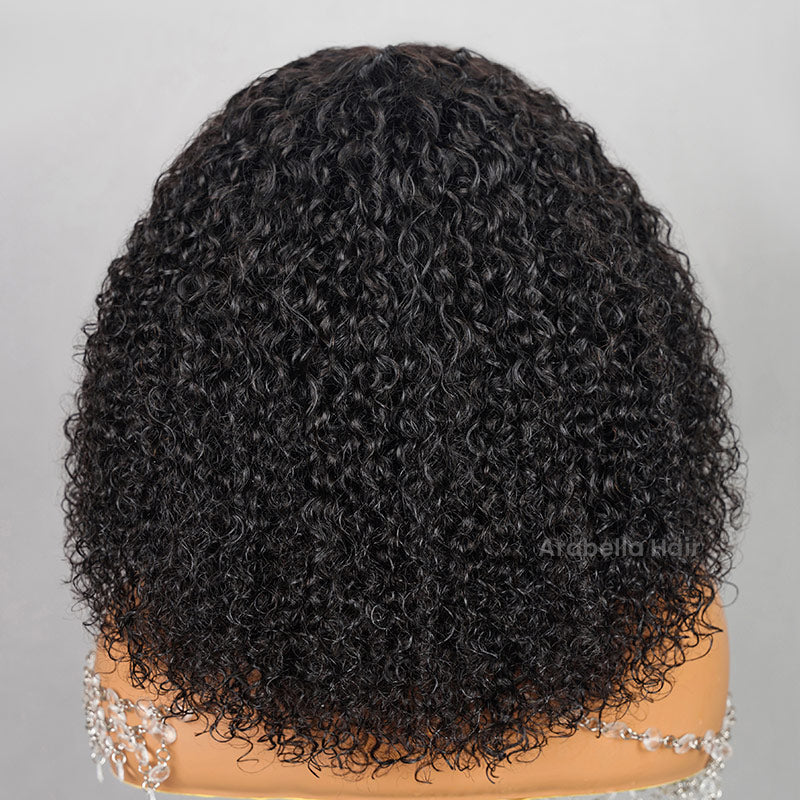 [Clearance Sale]Afro Kinky Curly Wig With Bangs Natural Black Full Machine Made Wigs Remy Hair