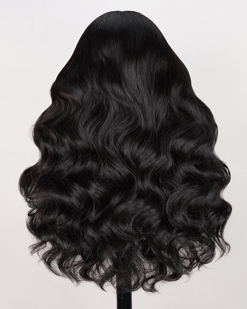 Blowout In Wavy Style Wigs Natural Black 6x6 Lace Glueless Human Hair Wigs Middle Part