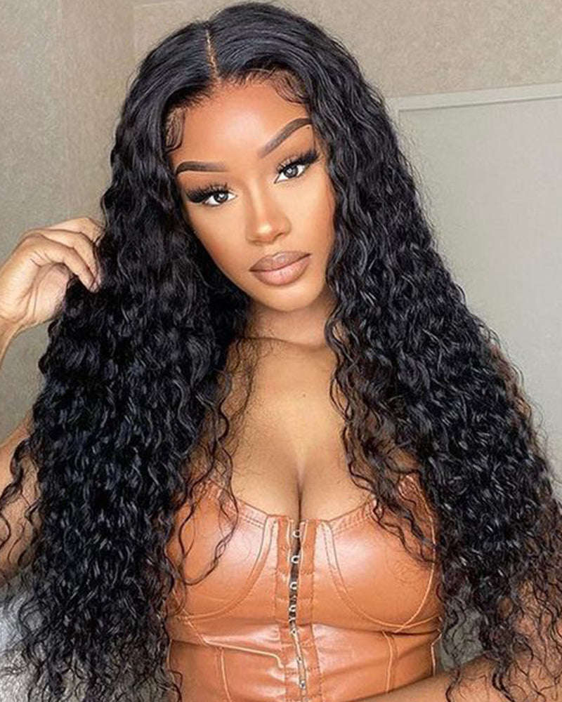 T-Part Glueless Lace Body Wave/Water Wave Natural Black Human Hair Wigs