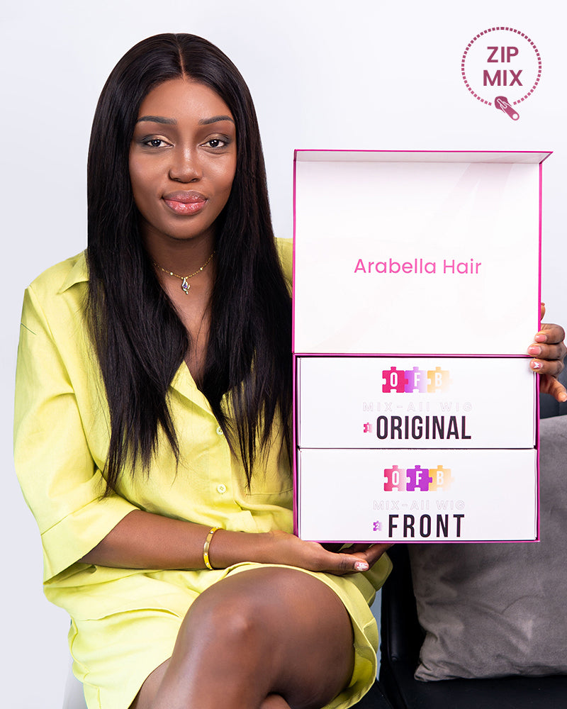 ZIPMix-All Wigs | Arabella Straight Natural Black Glueless 6x5 Pre-Cut Lace Wig With Optional Replaceable Tops