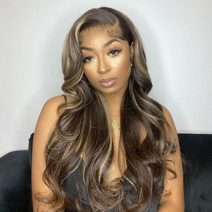 [Flash Sale] 13x4 Lace Body Wave/Straight Balayage Highlight Colored Lace Front Wig Human Hair Wig