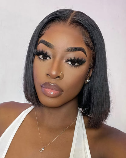 Straight Bob Natural Black 13x4 Lace Front Human Hair Wigs