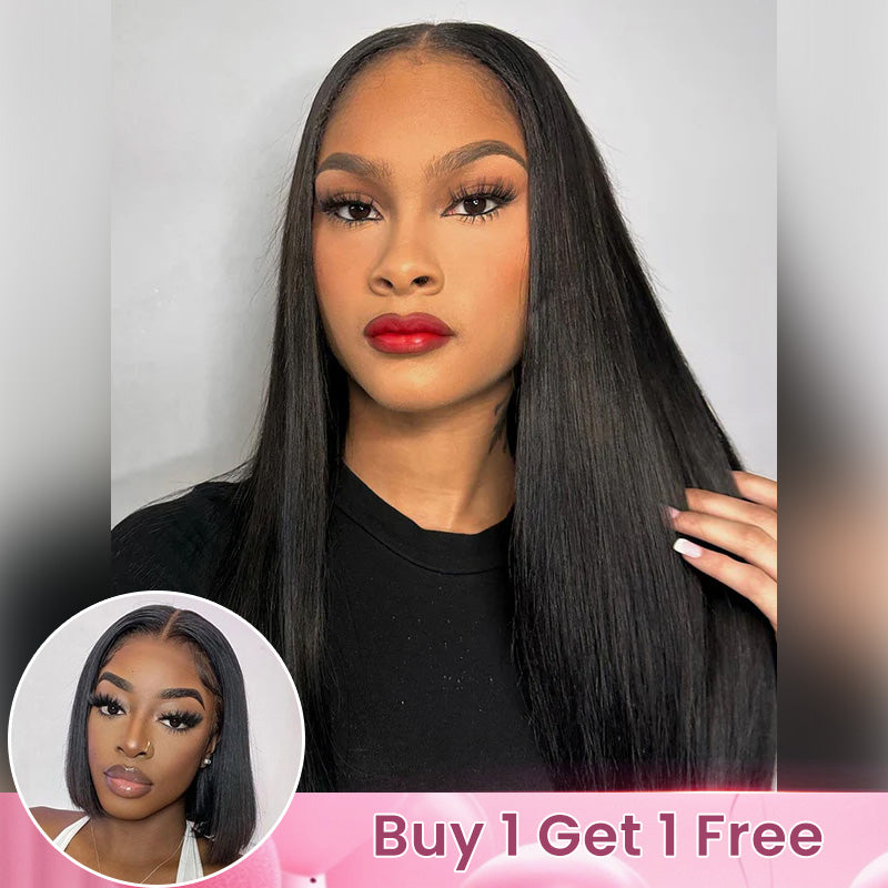 Bogo Sale | Straight 18inches+Straight Bob 12inches-Natural Black-6x5 Lace