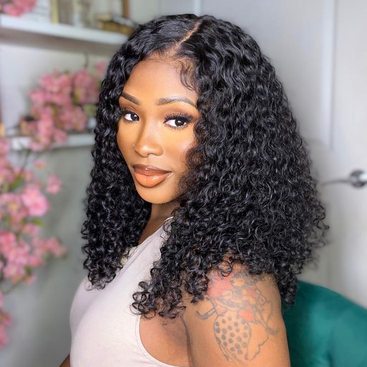 Straight/Curly Short Bob Natural Black Glueless 5x5 Lace Closure Human Hair Wigs